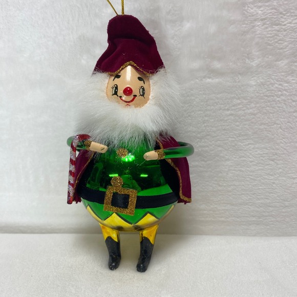 Santa'S Best Other - VTG European Style Glass Santa Ornament Hand Blown Christmas Elf Gnome